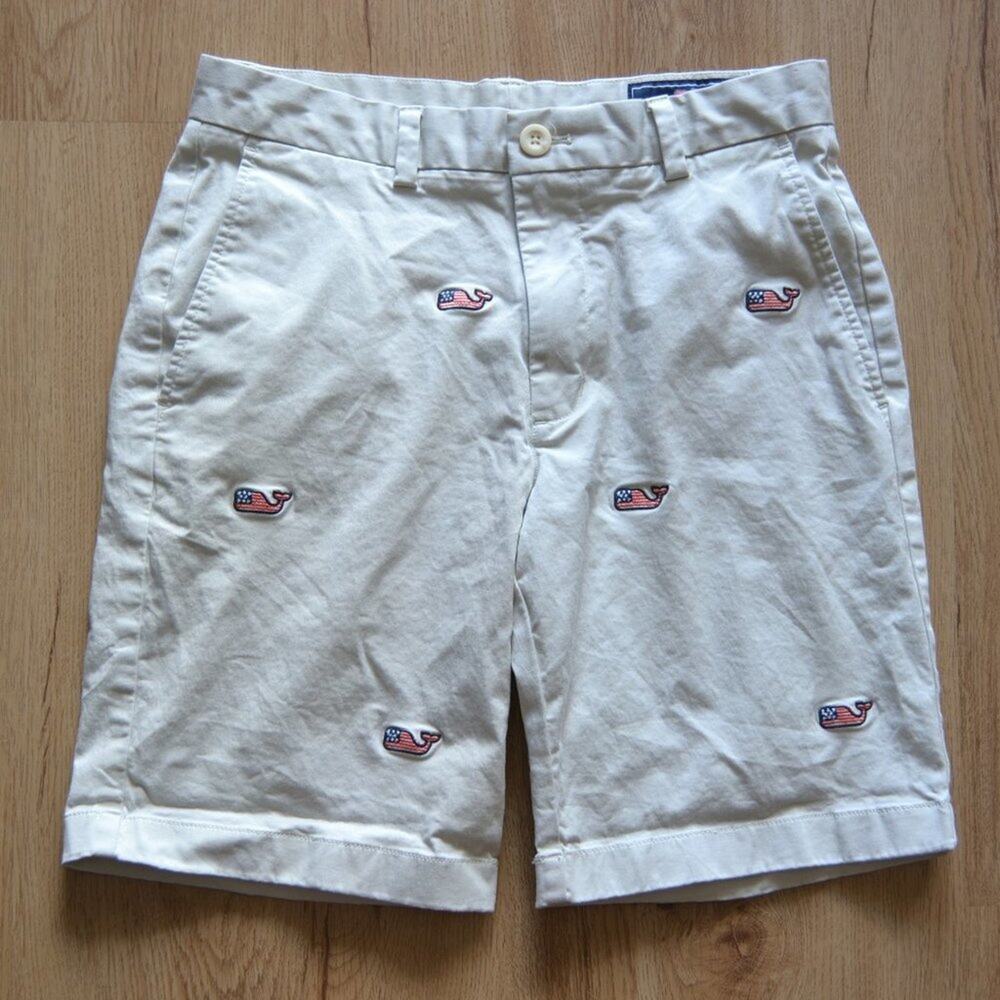 Vineyard Vines Breaker Shorts American Whales Khakis